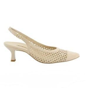 Slingpumps. Cream Suede leather sandals. In Box. US sizes